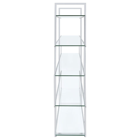 Elmer 63-Inch 5-Shelf Bookshelf in Clear Glass and Chrome