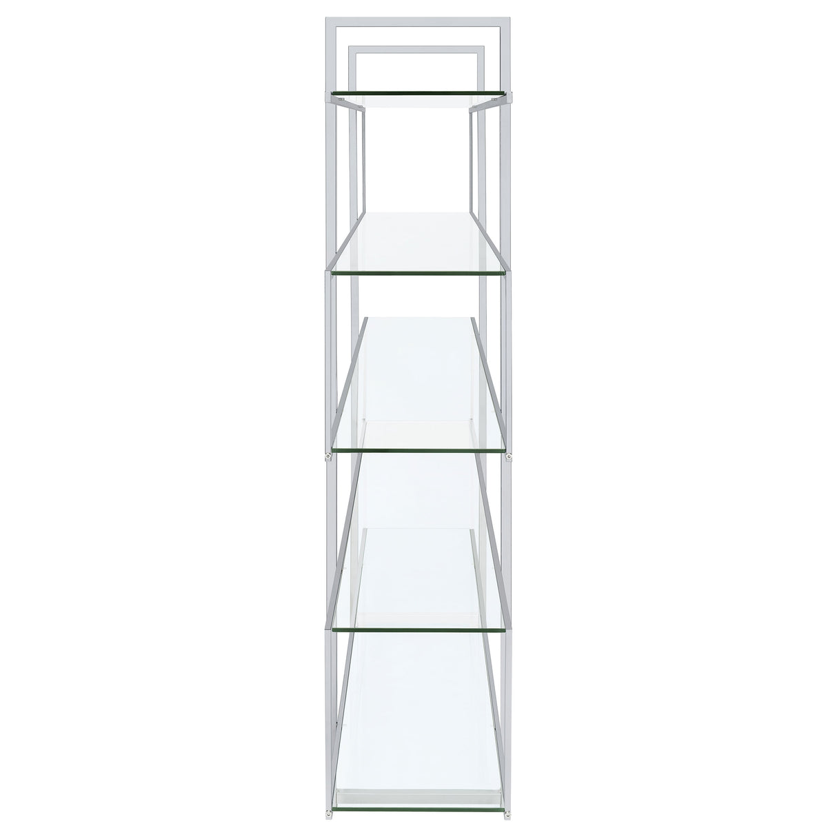 Elmer 63-Inch 5-Shelf Bookshelf in Clear Glass and Chrome