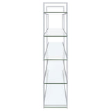 Elmer 63-Inch 5-Shelf Bookshelf in Clear Glass and Chrome