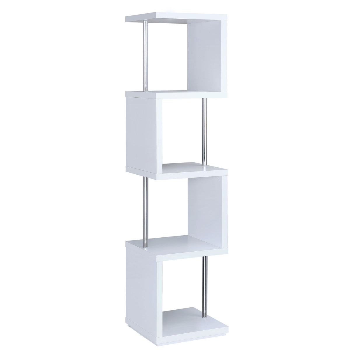 Baxter 67-inch 4-Shelf Bookshelf White and Chrome
