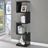 Baxter 67-inch 4-Shelf Bookshelf Black and Chrome