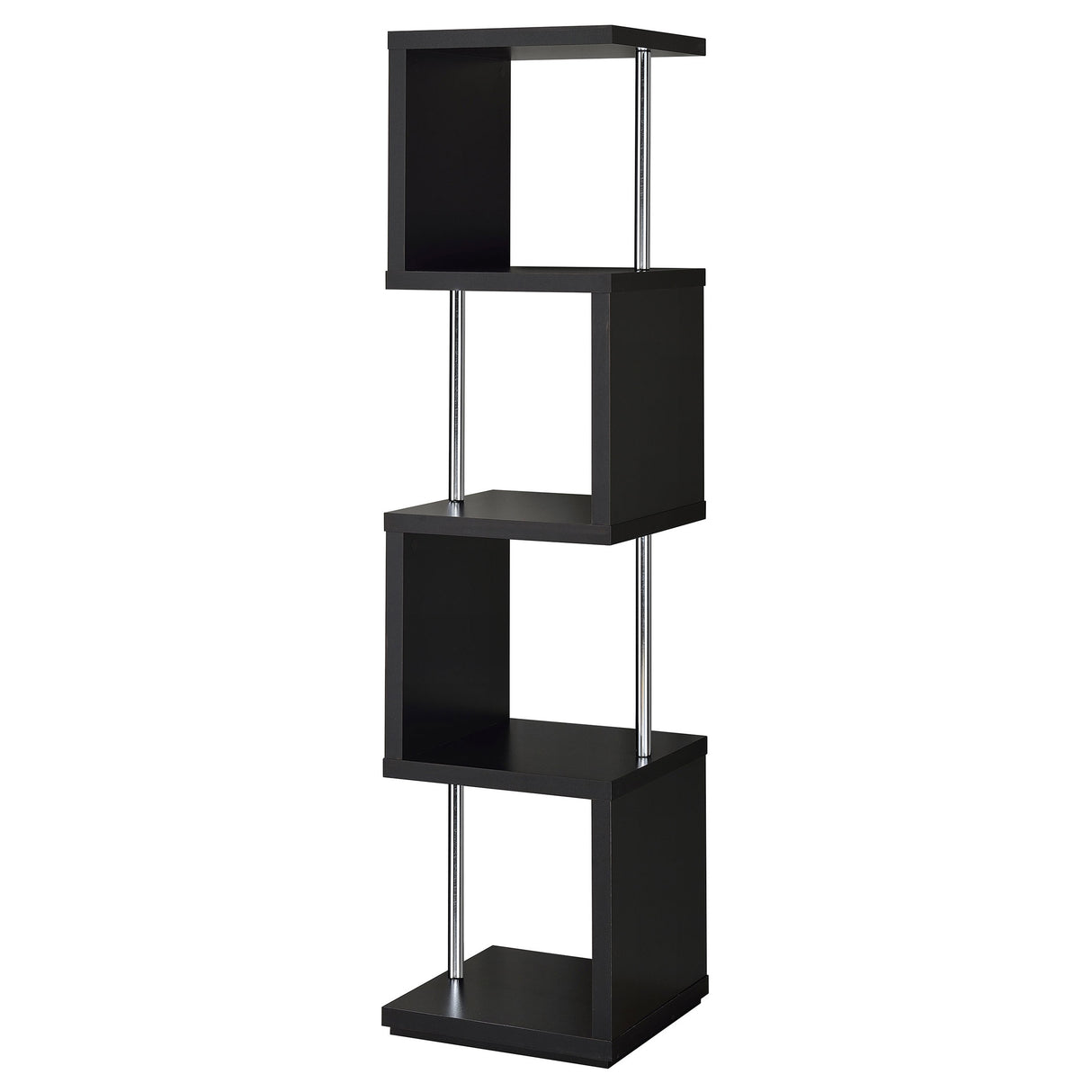 Baxter 67-inch 4-Shelf Bookshelf Black and Chrome