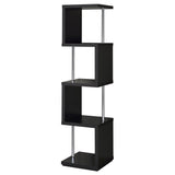 Baxter 67-inch 4-Shelf Bookshelf Black and Chrome