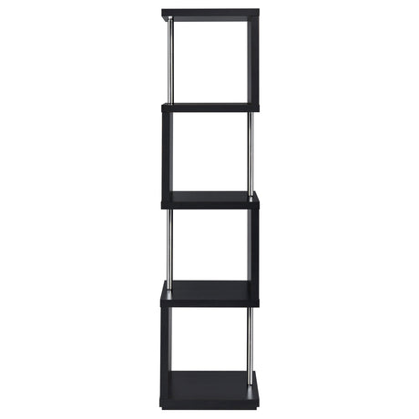 Baxter 67-inch 4-Shelf Bookshelf Black and Chrome