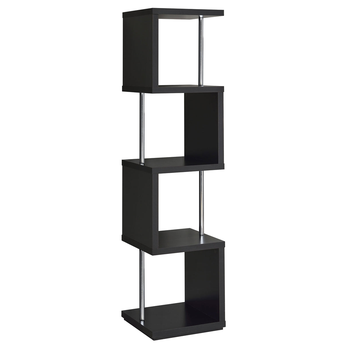 Baxter 67-inch 4-Shelf Bookshelf Black and Chrome