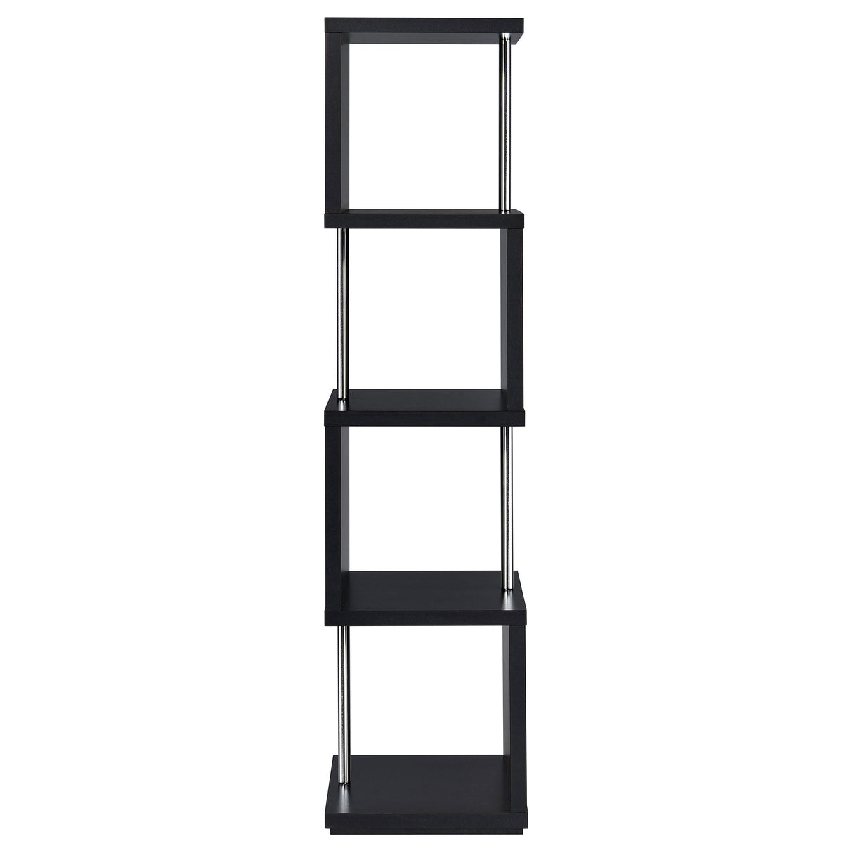 Baxter 67-inch 4-Shelf Bookshelf Black and Chrome