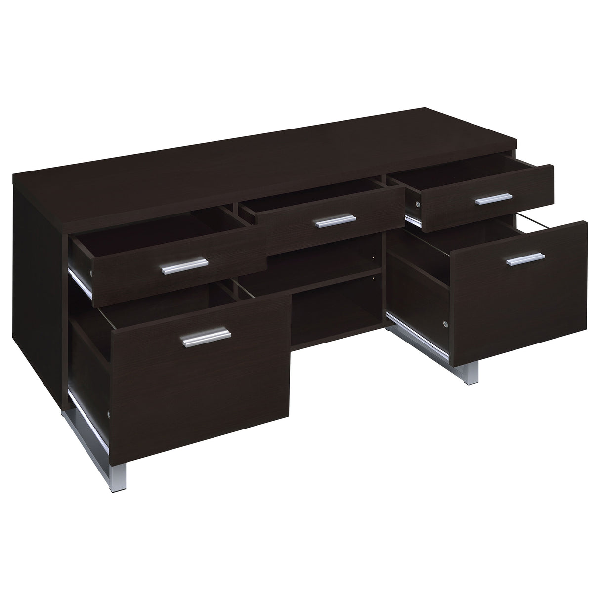 Lawtey 5-Drawer Home Office Storage Credenza in Cappuccino