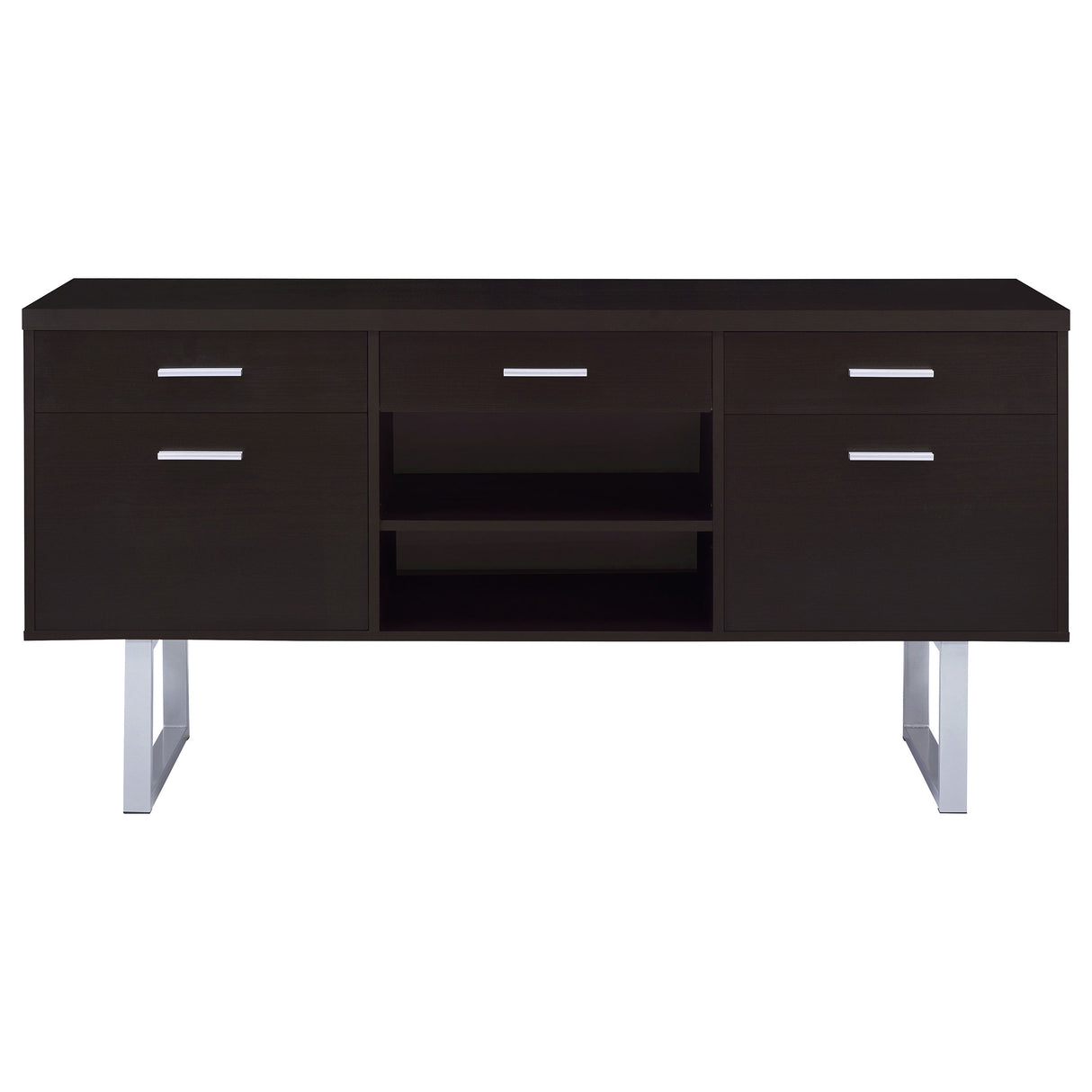 Lawtey 5-Drawer Home Office Storage Credenza in Cappuccino