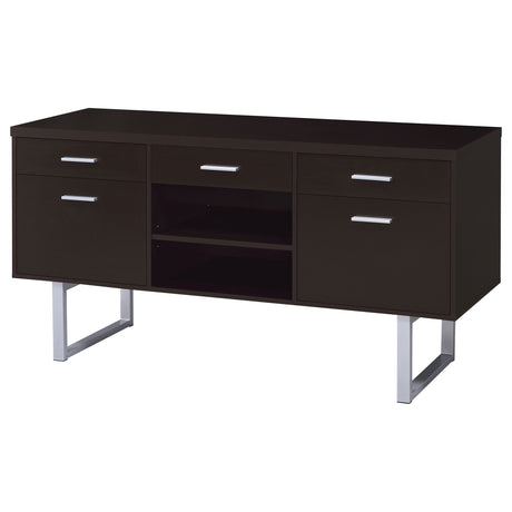 Lawtey 5-Drawer Home Office Storage Credenza in Cappuccino