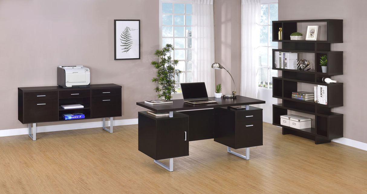 Lawtey 5-Drawer Home Office Storage Credenza in Cappuccino