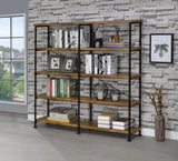 Analiese 63-inch 4-Shelf Double Bookshelf in Rustic Nutmeg