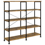 Analiese 63-inch 4-Shelf Double Bookshelf in Rustic Nutmeg