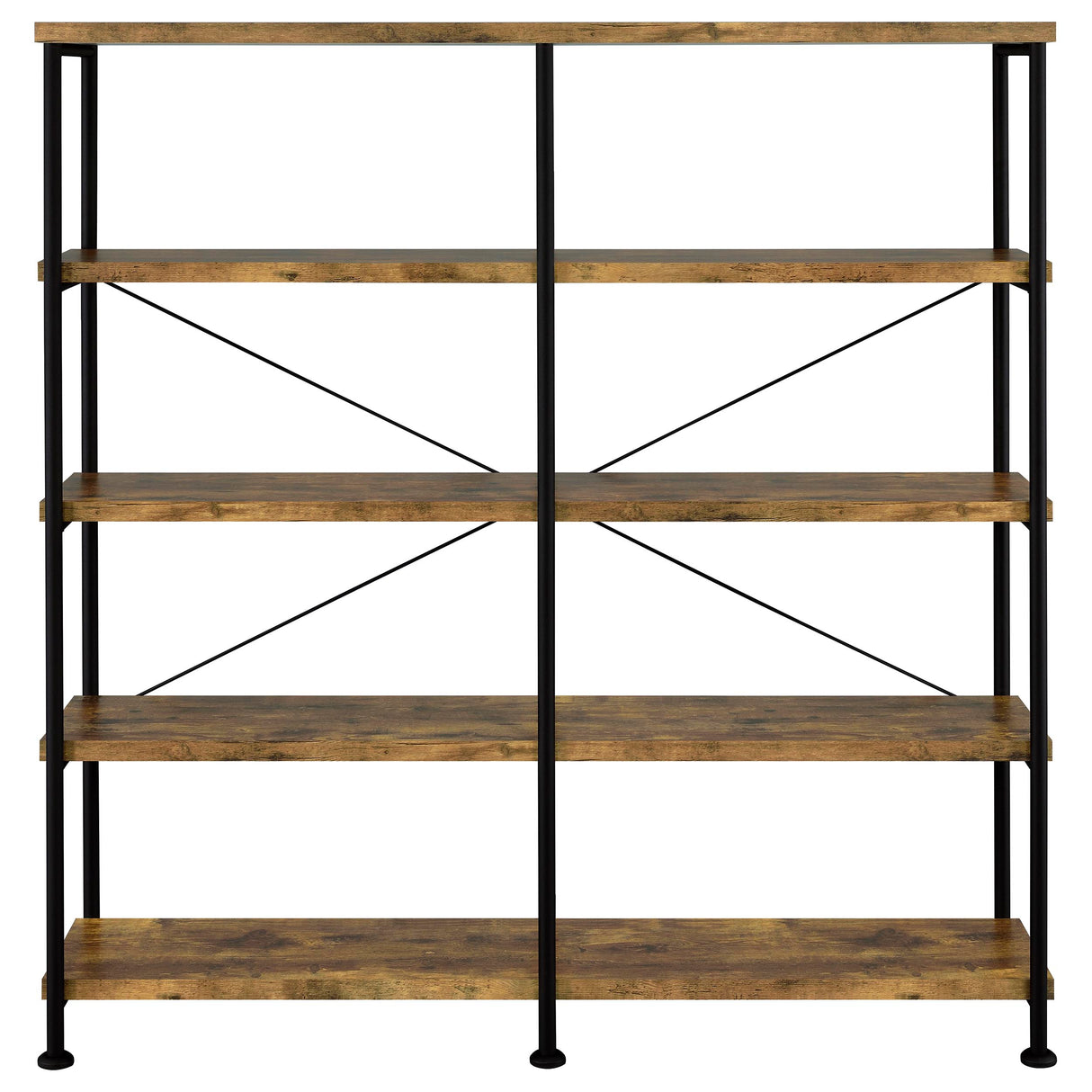 Analiese 63-inch 4-Shelf Double Bookshelf in Rustic Nutmeg