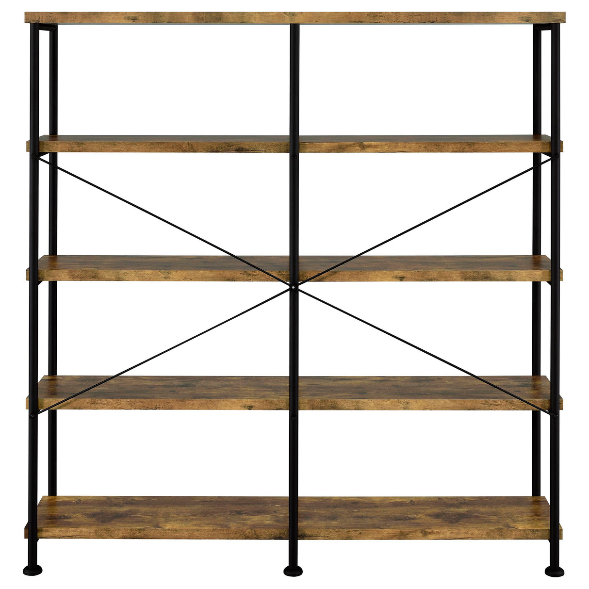 Analiese 63-inch 4-Shelf Double Bookshelf in Rustic Nutmeg