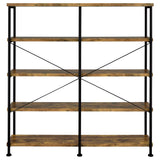 Analiese 63-inch 4-Shelf Double Bookshelf in Rustic Nutmeg