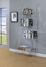 Amaturo 72-Inch 4-Shelf Clear Acrylic Ladder Bookshelf