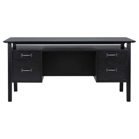 Goodson 64-inch Black Double Pedestal Computer Desk