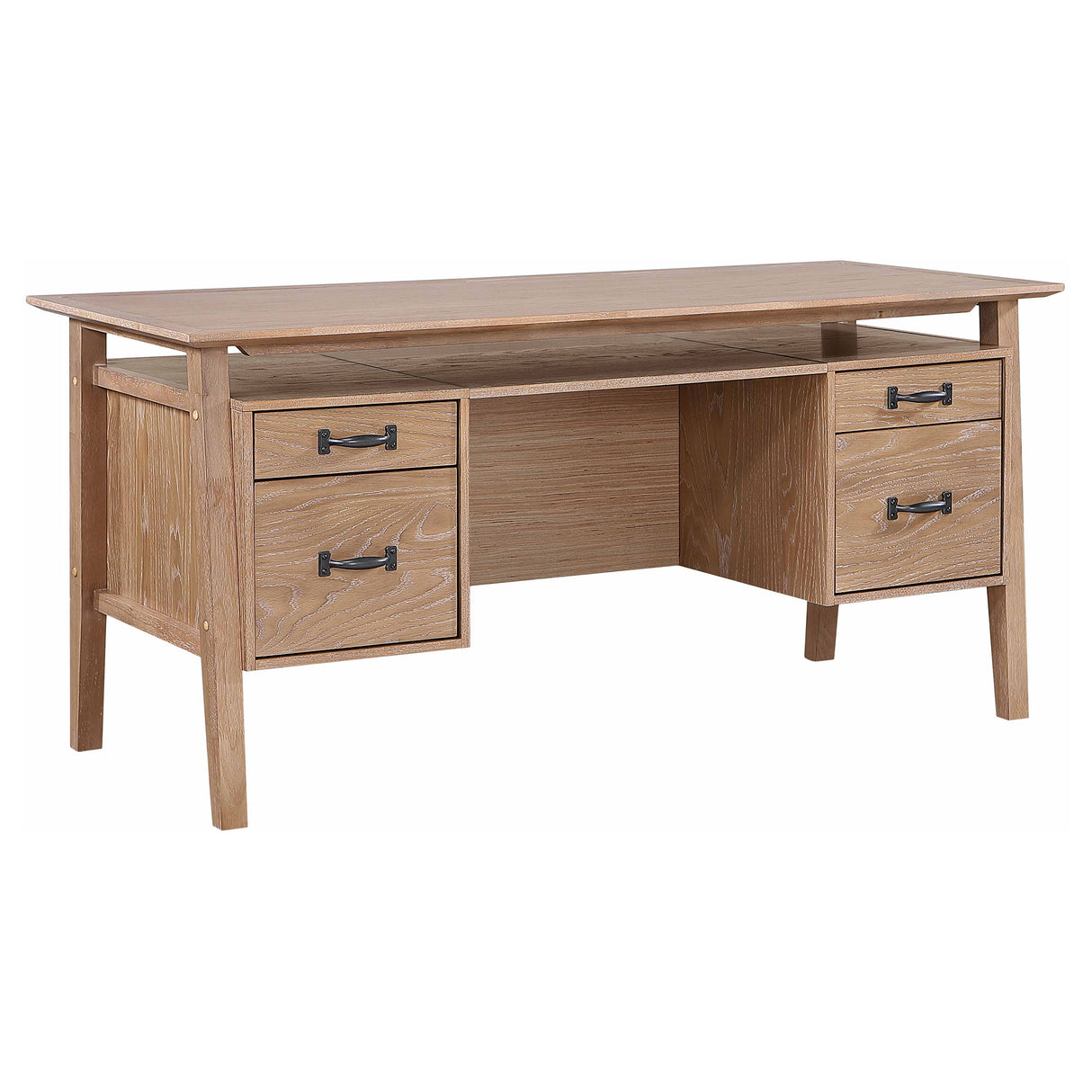 Goodson 64-Inch Double Pedestal Computer Desk, Light Brown