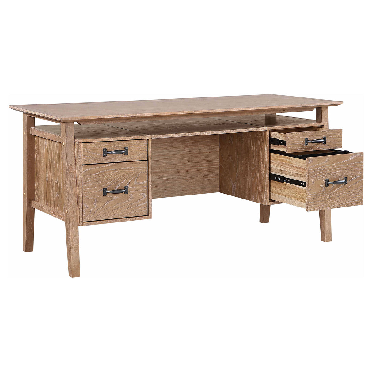 Goodson 64-Inch Double Pedestal Computer Desk, Light Brown