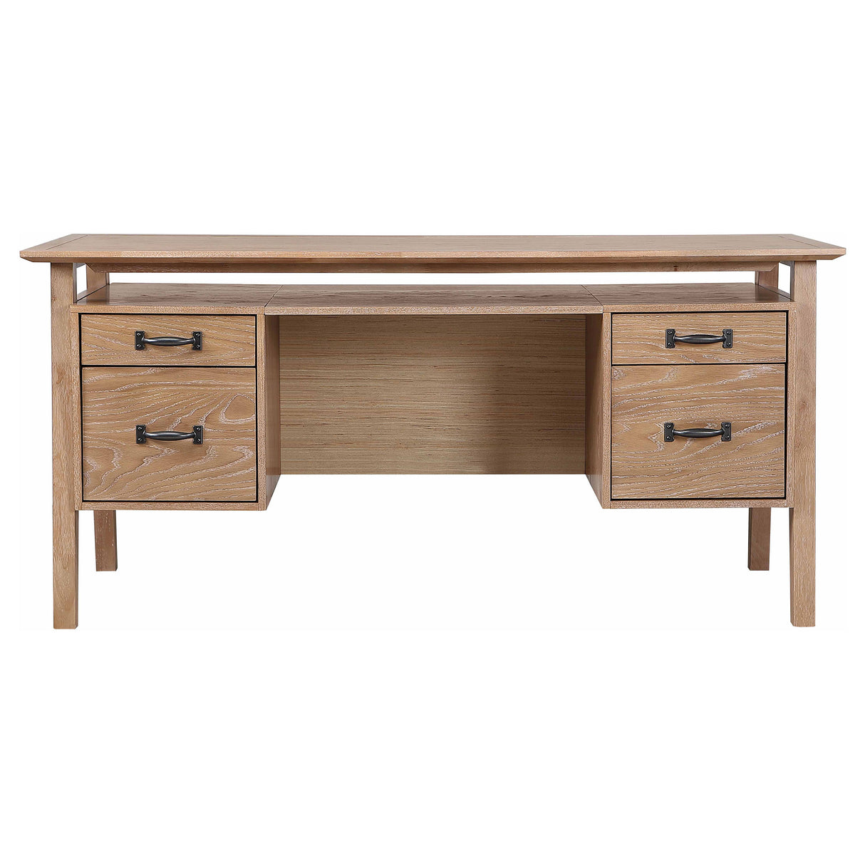 Goodson 64-Inch Double Pedestal Computer Desk, Light Brown