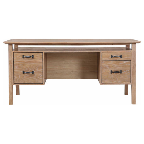 Goodson 64-Inch Double Pedestal Computer Desk, Light Brown