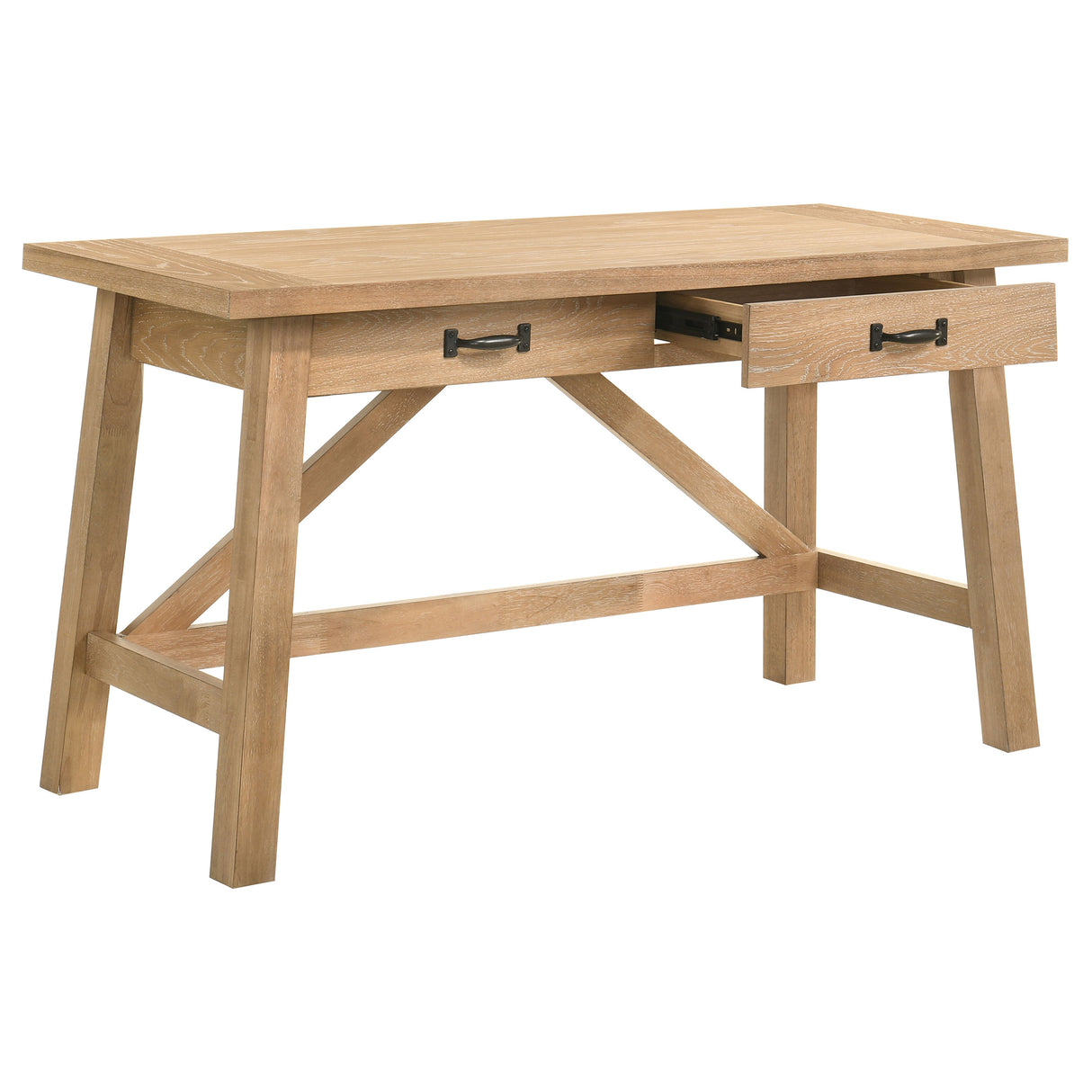 Fabian 54-Inch 2-Drawer Writing Desk, Distressed Light Brown