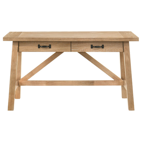 Fabian 54-Inch 2-Drawer Writing Desk, Distressed Light Brown