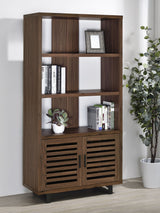 Maddox 71-Inch 3-Shelf Cabinet Bookcase in Walnut