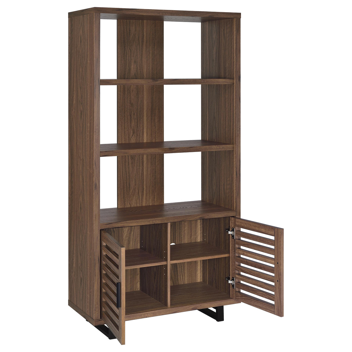 Maddox 71-Inch 3-Shelf Cabinet Bookcase in Walnut