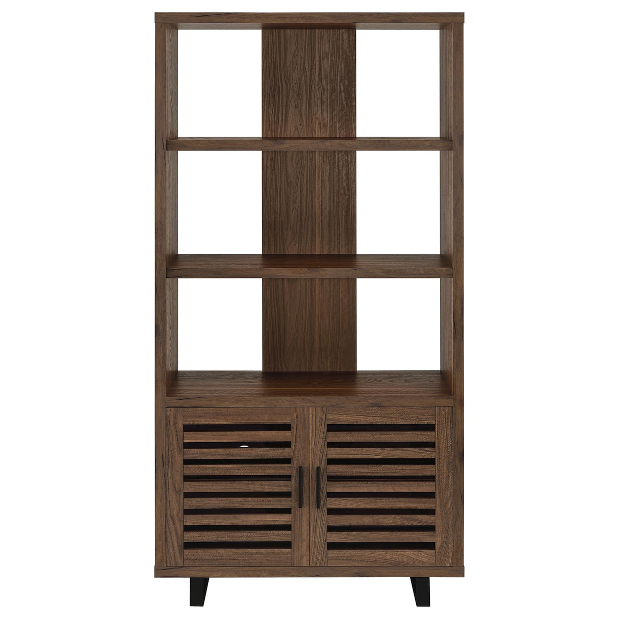 Maddox 71-Inch 3-Shelf Cabinet Bookcase in Walnut