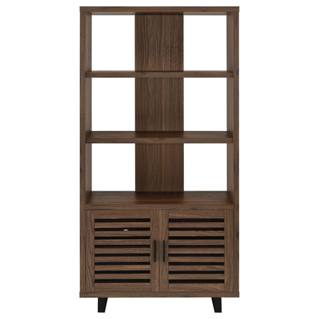 Maddox 71-Inch 3-Shelf Cabinet Bookcase in Walnut