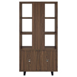 Maddox 71-Inch 3-Shelf Cabinet Bookcase in Walnut