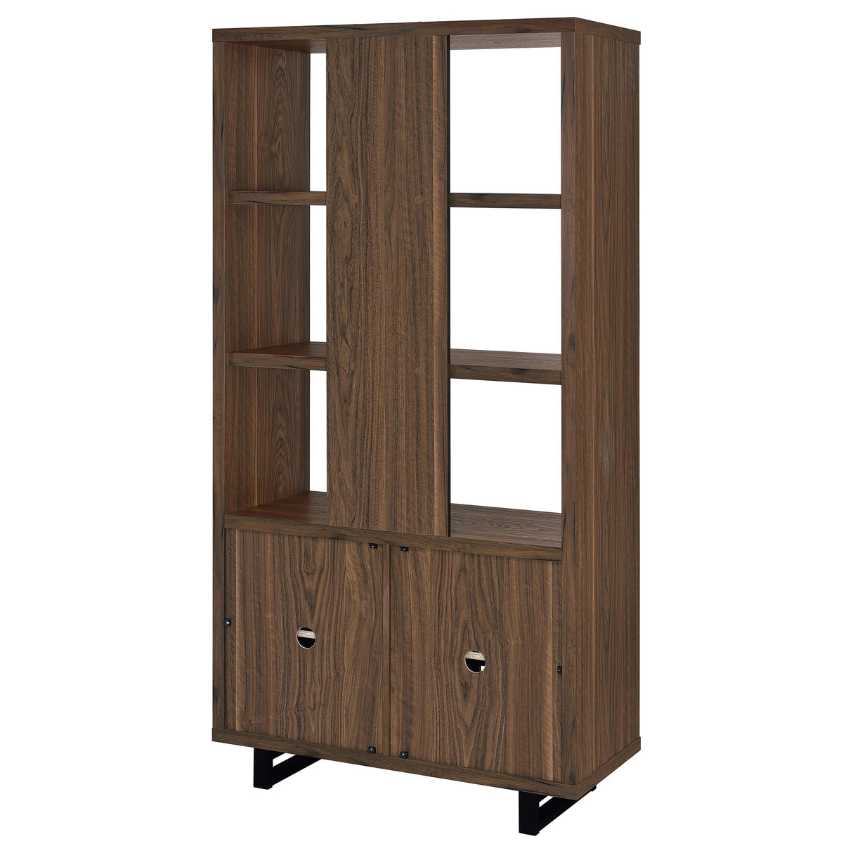 Maddox 71-Inch 3-Shelf Cabinet Bookcase in Walnut