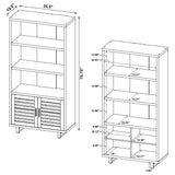 Maddox 71-Inch 3-Shelf Cabinet Bookcase in Walnut