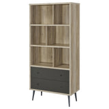 Maeve 70-inch 3-Shelf Bookcase with Drawers in Distressed Pine