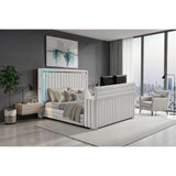 Elliot - Bed With Immersive Sound, LED Lighting, Fireplace Footboard, TV Lift
