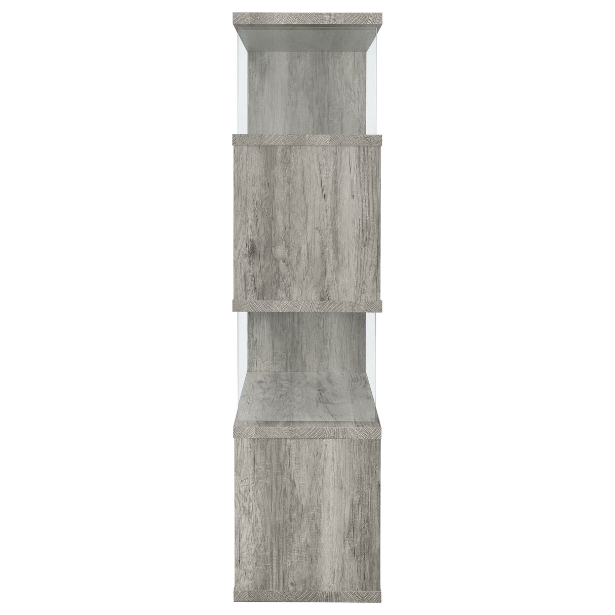 Emelle 63-Inch 4-Shelf Glass Panel Bookshelf Grey Driftwood