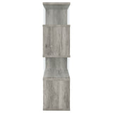 Emelle 63-Inch 4-Shelf Glass Panel Bookshelf Grey Driftwood