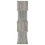 Emelle 63-Inch 4-Shelf Glass Panel Bookshelf Grey Driftwood