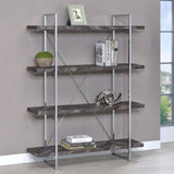 Grimma 4-Shelf Bookshelf Rustic Grey Chrome Frame 63 Inch