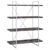 Grimma 4-Shelf Bookshelf Rustic Grey Chrome Frame 63 Inch