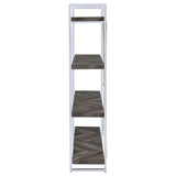 Grimma 63-Inch 4-Shelf Bookshelf - Rustic Grey & Chrome