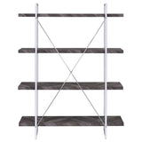 Grimma 63-Inch 4-Shelf Bookshelf - Rustic Grey & Chrome