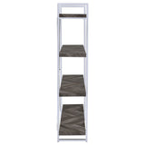 Grimma 63-Inch 4-Shelf Bookshelf - Rustic Grey & Chrome