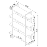 Grimma 63-Inch 4-Shelf Bookshelf - Rustic Grey & Chrome
