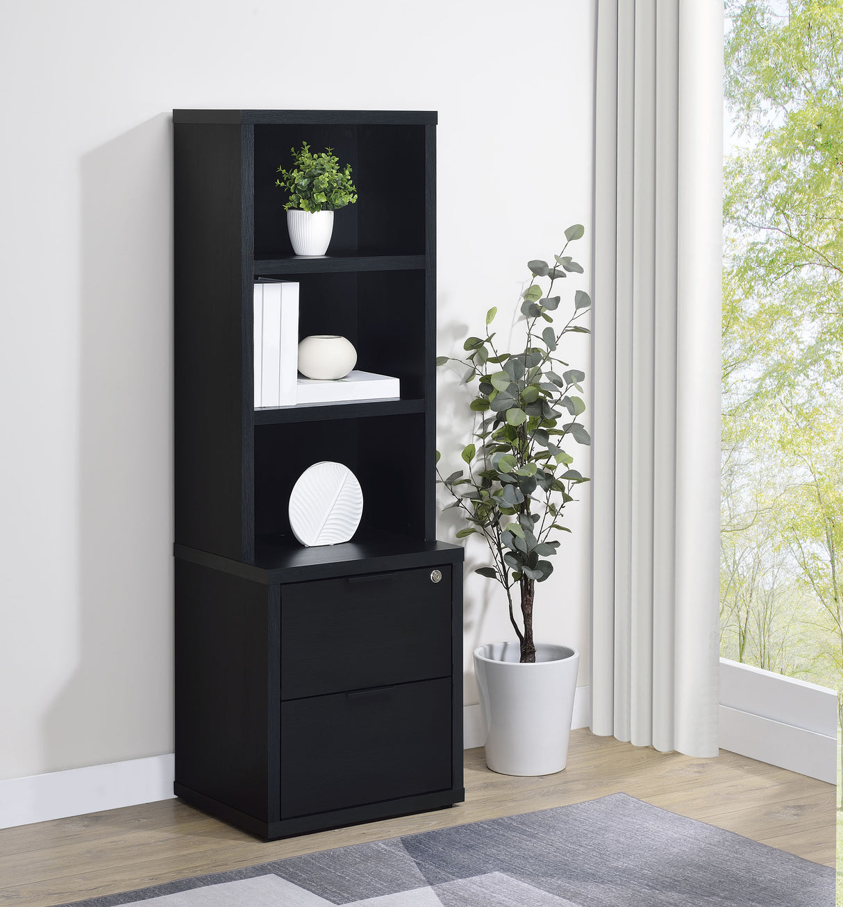 Westpark 3-Shelf Bookcase with USB Charging and Lockable Drawer
