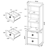 Westpark 3-Shelf Bookcase with USB and Lockable Drawer