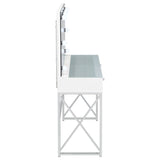 Hamlin - Makeup Vanity Table With Lighted Mirror And Padded Stool - White