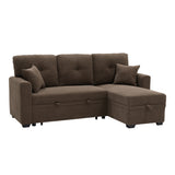 Sleeper Sectional Sofa With Pull Out Bed, Reversible Chaise, Hidden Storage