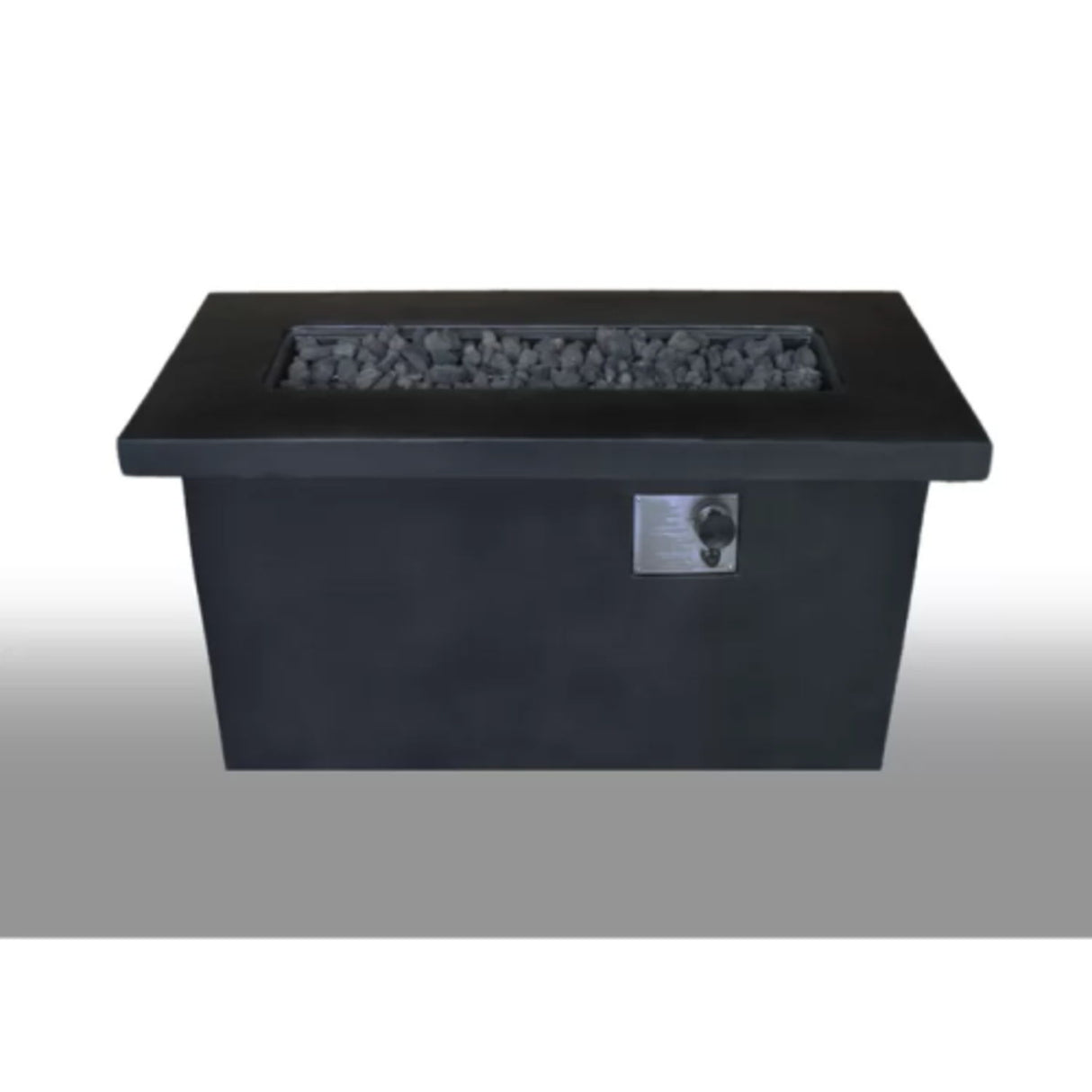 Outdoor Fire Pit Table Garden Heater Modern Concrete Steel 60x24in Dark Gray